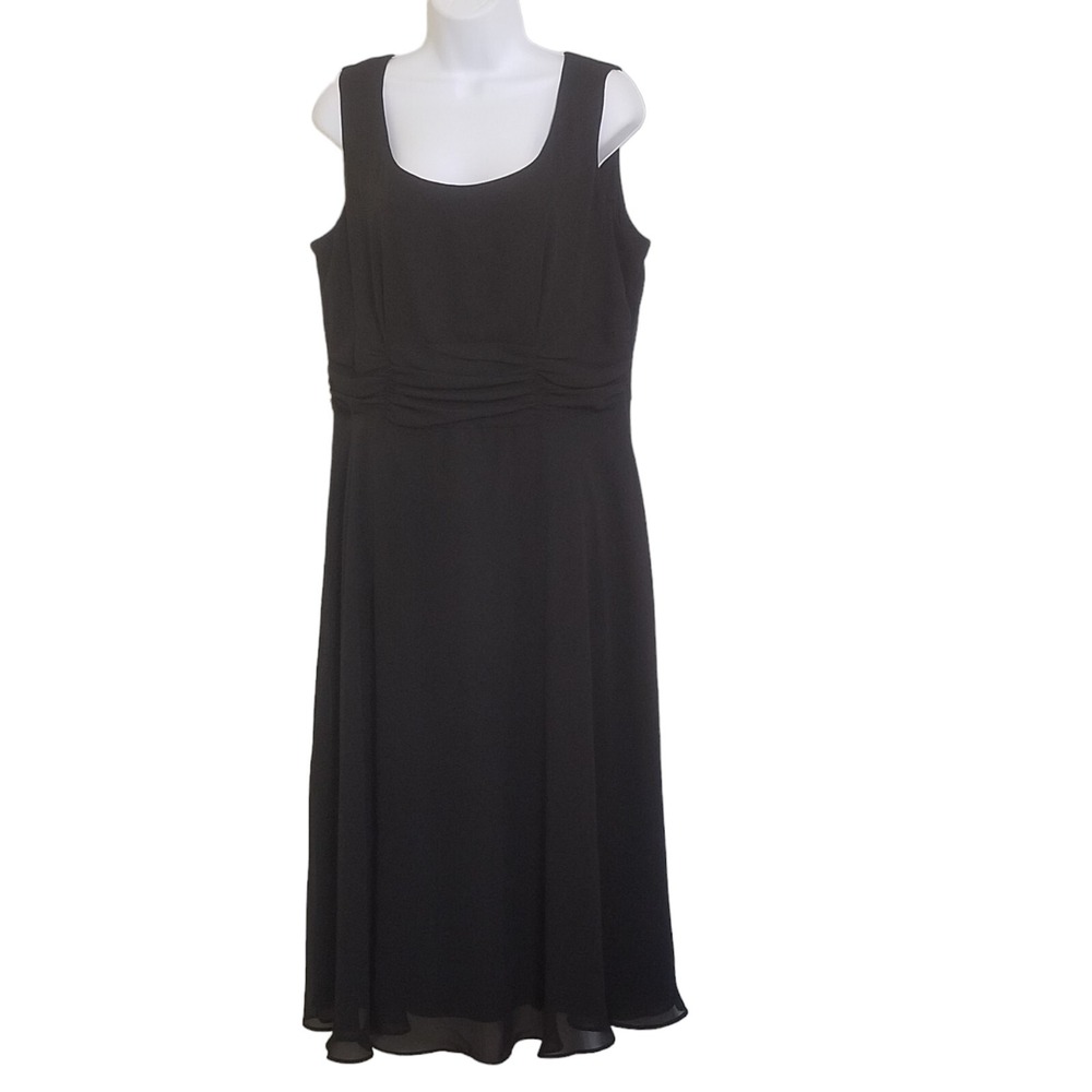 Perceptions New York 2pc Set Evening Dress Jacket L Black Empire Sleeveless Midi